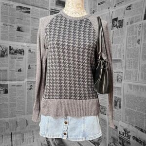 Urban Pipeline Gray Houndstooth Knit Crewneck Sweater Long Sleeve Pullover SizeS